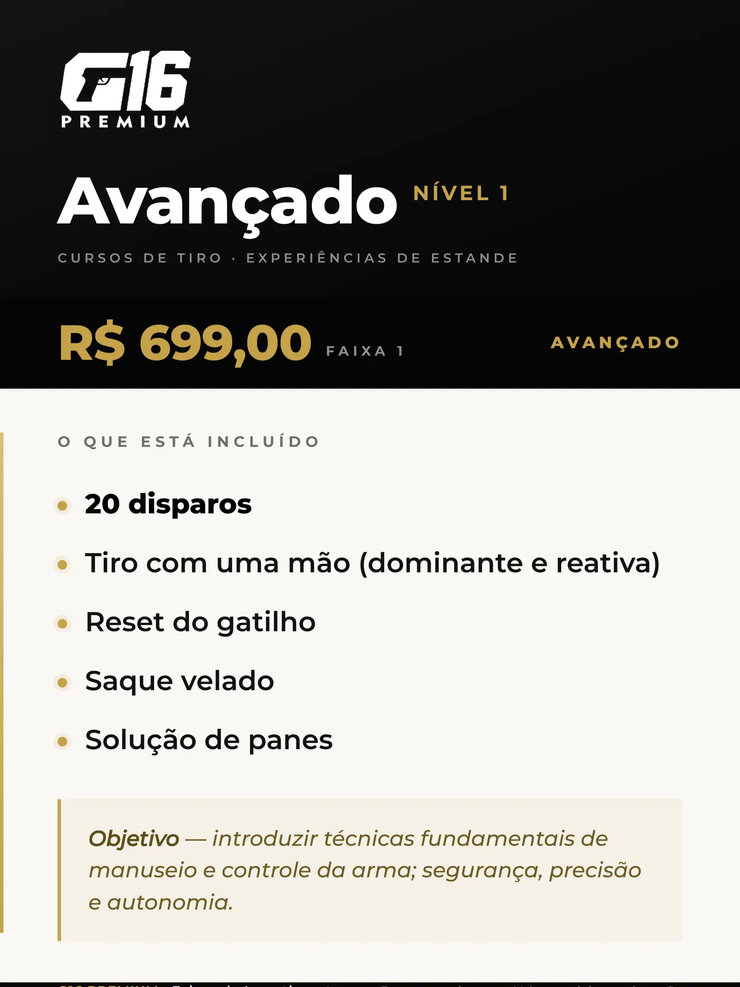 Estande de tiro esportivo coberto e climatizado do clube G16 em Moema, São Paulo